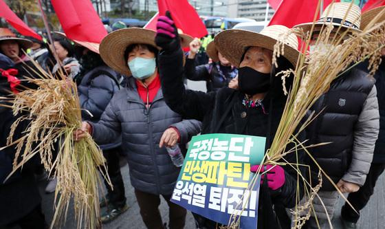 전국농민대회 '벼 들고 거리로'