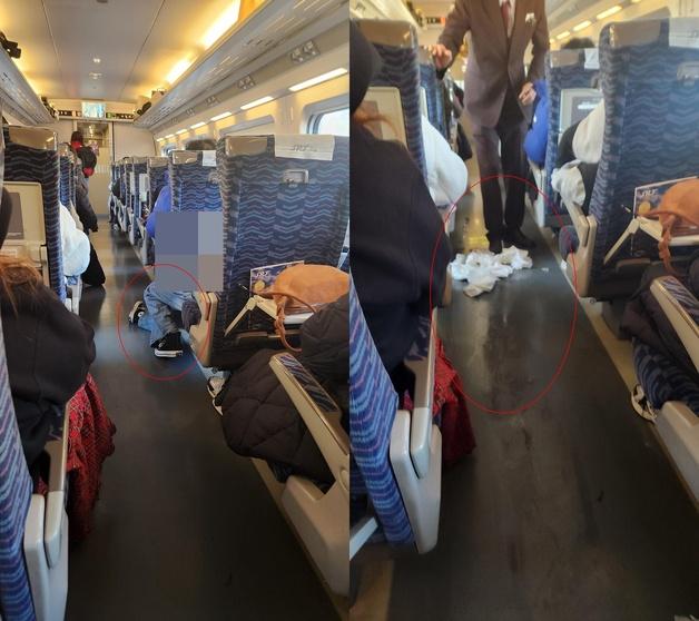 "열차 복도로 두 다리 '쭉'…음료 쏟고 승무원과 다투기까지" 민폐 눈살