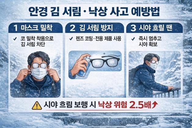 겨울철 '안경 김 서림'에 10m 추락…낙상 주의보