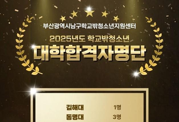 부산 남구, 학교밖청소년 15명 대학 합격…맞춤형 지원 성과