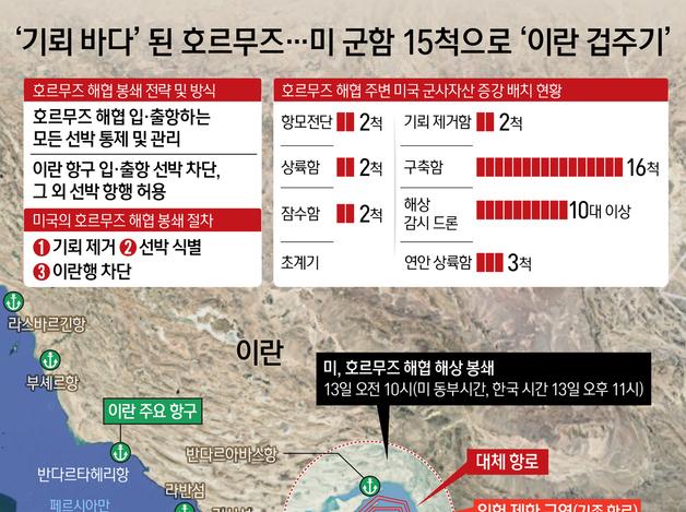 '기뢰 바다' 된 호르무즈…미 군함 15척으로 '이란 겁주기'