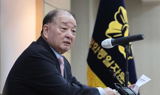 취임사 하는 강창일 민주평통자문회의 수석부의장