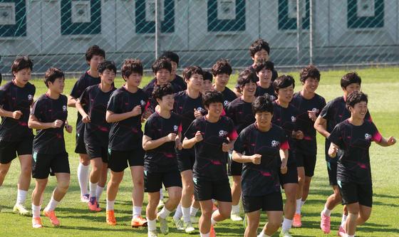 결승전 앞두고 훈련하는 북한 내고향여자축구단