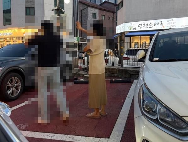 "차 금방 온다" 주차장 '몸주차 여성'…항의하자 "어린 게 싸가지 없네"